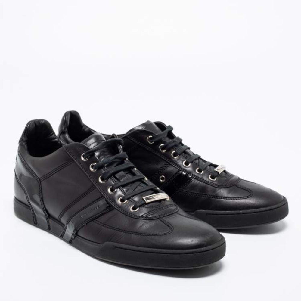 Dior Homme Men’s Black Patent and Leather Low-Top Sneakers Size 43 EU